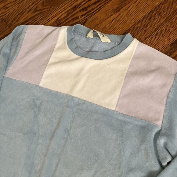 Vintage Gimbels Store For Men Baby Blue Velvet/Velour Pullover Sweater Small - Picture 2 of 7